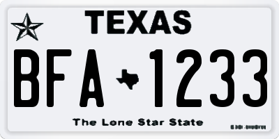 TX license plate BFA1233