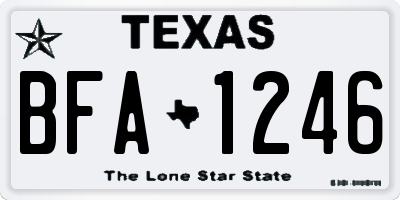 TX license plate BFA1246