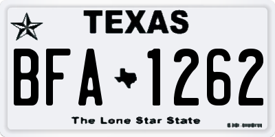 TX license plate BFA1262