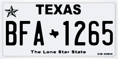 TX license plate BFA1265
