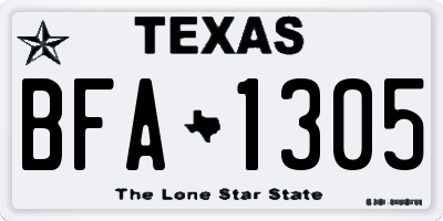 TX license plate BFA1305