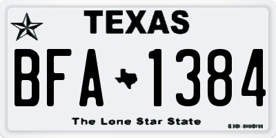 TX license plate BFA1384