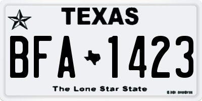 TX license plate BFA1423