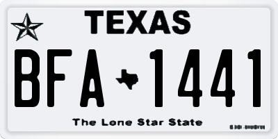 TX license plate BFA1441