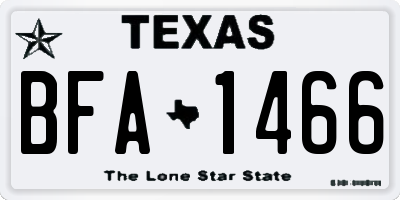 TX license plate BFA1466