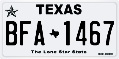 TX license plate BFA1467