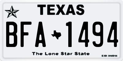 TX license plate BFA1494