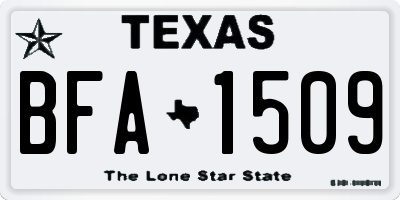TX license plate BFA1509