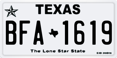 TX license plate BFA1619