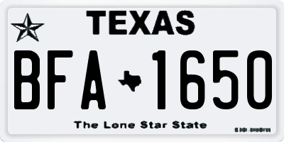 TX license plate BFA1650