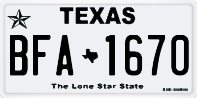 TX license plate BFA1670