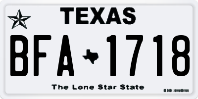 TX license plate BFA1718