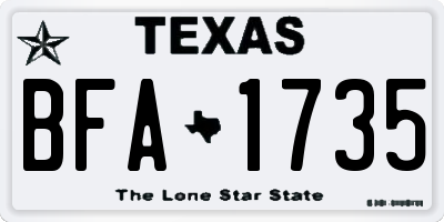 TX license plate BFA1735