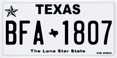 TX license plate BFA1807