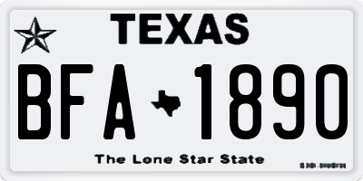 TX license plate BFA1890
