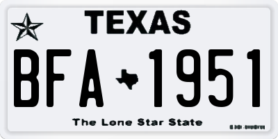 TX license plate BFA1951