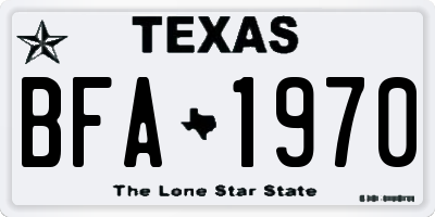 TX license plate BFA1970