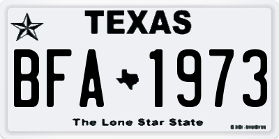 TX license plate BFA1973
