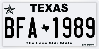 TX license plate BFA1989