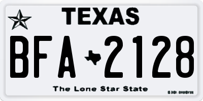 TX license plate BFA2128