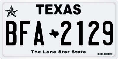 TX license plate BFA2129