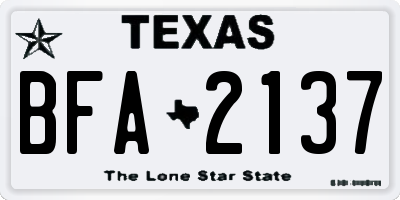 TX license plate BFA2137