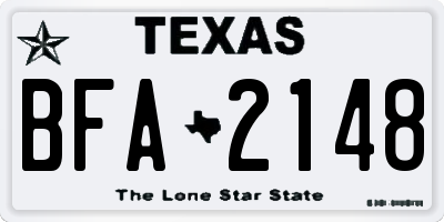 TX license plate BFA2148
