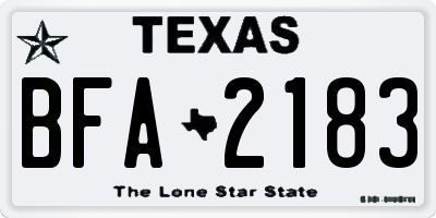 TX license plate BFA2183