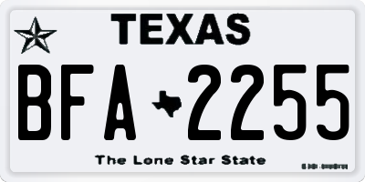 TX license plate BFA2255