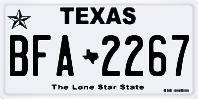 TX license plate BFA2267