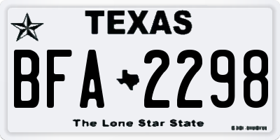 TX license plate BFA2298