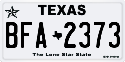 TX license plate BFA2373