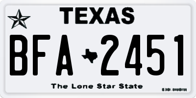 TX license plate BFA2451