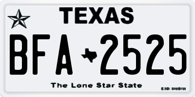TX license plate BFA2525