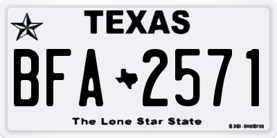 TX license plate BFA2571