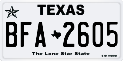 TX license plate BFA2605