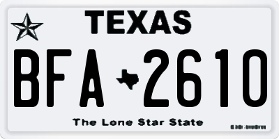 TX license plate BFA2610