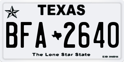 TX license plate BFA2640