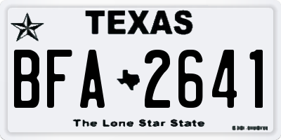 TX license plate BFA2641