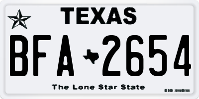 TX license plate BFA2654