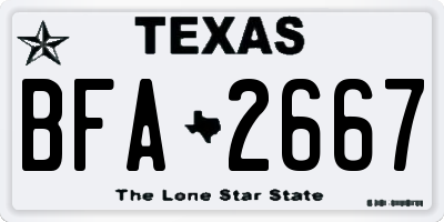TX license plate BFA2667