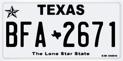TX license plate BFA2671