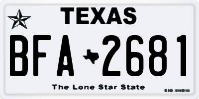 TX license plate BFA2681