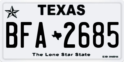 TX license plate BFA2685