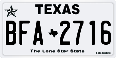 TX license plate BFA2716
