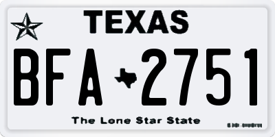 TX license plate BFA2751