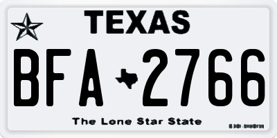 TX license plate BFA2766