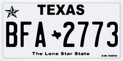 TX license plate BFA2773