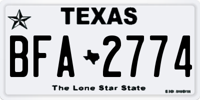 TX license plate BFA2774