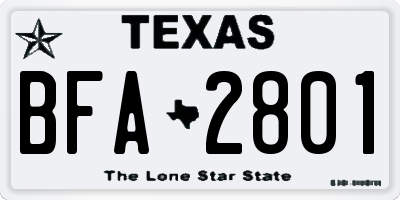 TX license plate BFA2801